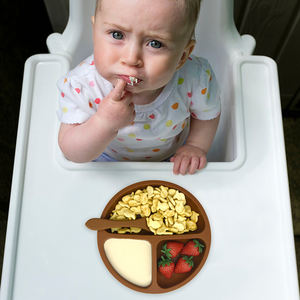 BPA perlengkapan makan anak-anak, Set piring makan silikon piring hisap bayi makan makanan Led Anti tumpah untuk balita - Product Image 3