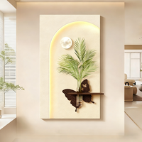 Plantes vertes hydroponiques modernes à éclairage LED Peinture d'art sur bois Multi-pièces Détection tactile Décoration murale facile à suspendre Peintures murales pour salle à manger