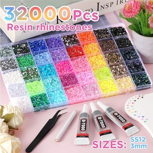 Bestseller Kit de Démarrage Complet de <span class=keywords><strong>Strass</strong></span> en Résine AB Effet Gelée à Dos Plat, 40/28/24 Grilles, 3mm, Boîte de 40 000 Pièces pour DIY Ongles - Product Image 1