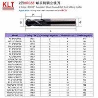 HRC58 Solid Carbide D6mm 4 Flute Ball Nose End Mill Milling Cutter Fresas untuk Inti Cetakan Presisi Berlapis TiAlN