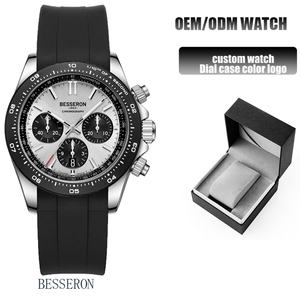 Reloj Deportivo de Cuarzo Cronógrafo de Lujo para Hombre, Logotipo Personalizado, 5 Bar, Multifuncional, Resistente al Agua, Caja de Aleación con Correa de Cuero y Goma, a la Moda - Product Image 2