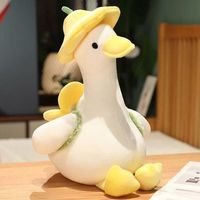 Adorable Peluche Canard à Capuchon Fleuri, Jouet en Peluche Canard Blanc Doux pour Décoration d'Intérieur, Compagnon pour Bébé, Cadeau de Fêtes, Vente en Gros