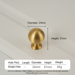 Kenop & Gagang Lemari Kuningan Solid JAYA, Gagang Kuningan untuk Lemari, Bentuk Bulat, Gagang Pintu Furnitur - Product Image 4