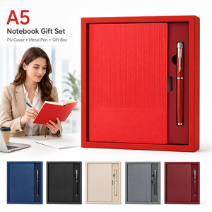 Set Regalo Taccuino A5 con Copertina in PU, 200 Pagine, Penna in Metallo, Confezione Regalo, 6 Colori, Logo Personalizzato, OEM per Aziende - Product Image 1