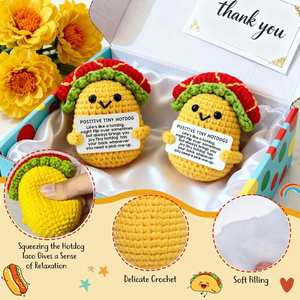 Handmade Crochet Taco Gift Positive Taco Potato Knitted Emotional Support Dolls Dad Christmas Birthday Gifts for Home <b>Decoration</b> - Product Image 3