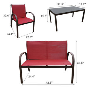 आउटडोर गार्डन सेट 5 मिमी मुद्रित ग्लास टेबल और कुर्सी सेट स्टील ट्यूब पैटियो फर्नीचर वार्तालाप सेट - Product Image 2