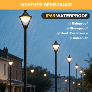 โคมไฟสนามกลางแจ้งดีไซน์เสาคลาสสิก มาตรฐาน IP65 หลอด LED มุมกระจายแสง 360 องศา ปรับความสว่างได้ วัสดุอะลูมิเนียม+โอปอลพีซี รับประกัน 3 ปี - Product Image 3