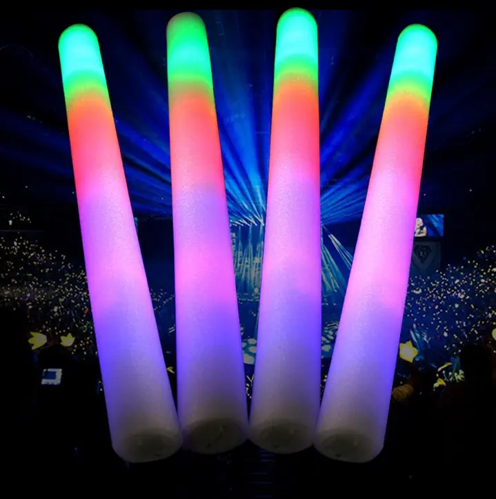 Tongkat Busa LED 18 Inci, 3 Mode DJ Tongkat Cahaya Berkedip untuk Konser Pesta Cheering