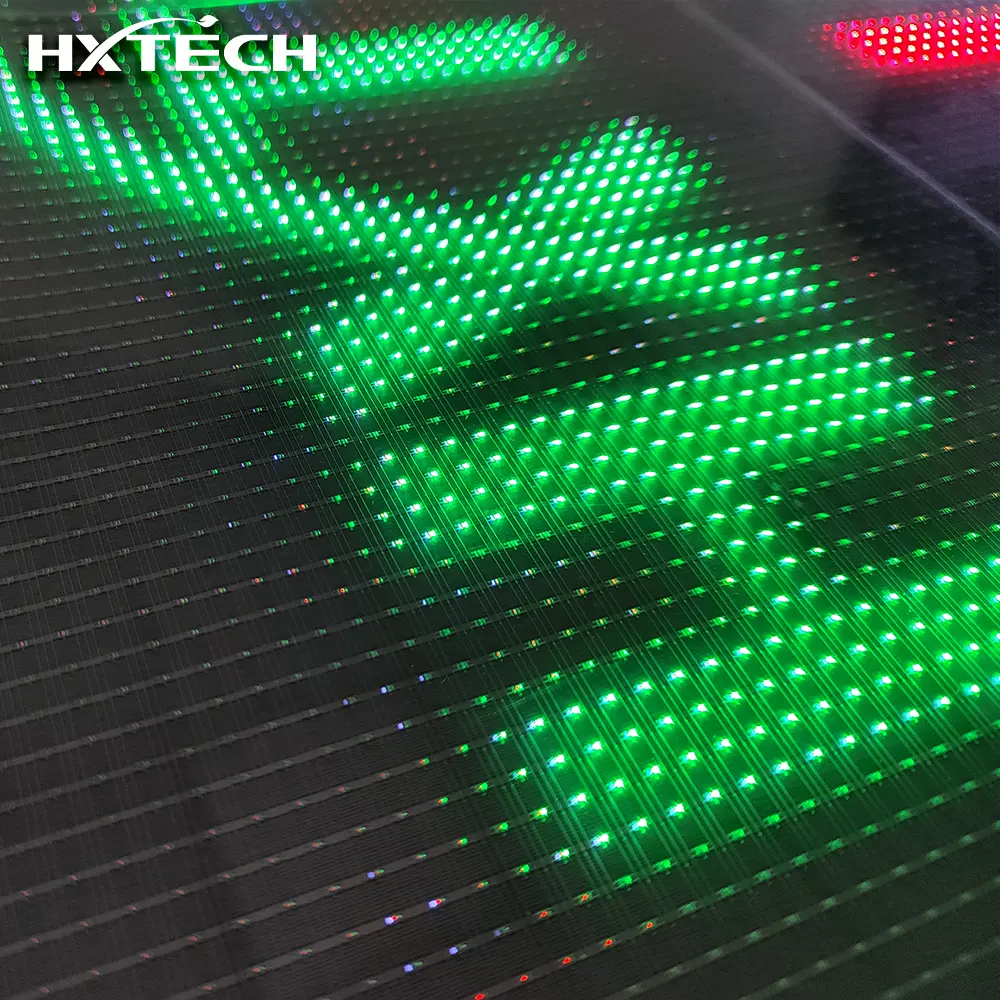 Layar transparan LED perekat HD kecerahan tinggi, layar penuh warna untuk belanja Mall transparan layar LED pada kaca