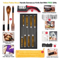Manche en bois Pakka jaune 8 pouces 67 couches VG10 couteaux de cuisine de luxe japonais couteaux de Chefs en acier damas avec boîte-cadeau