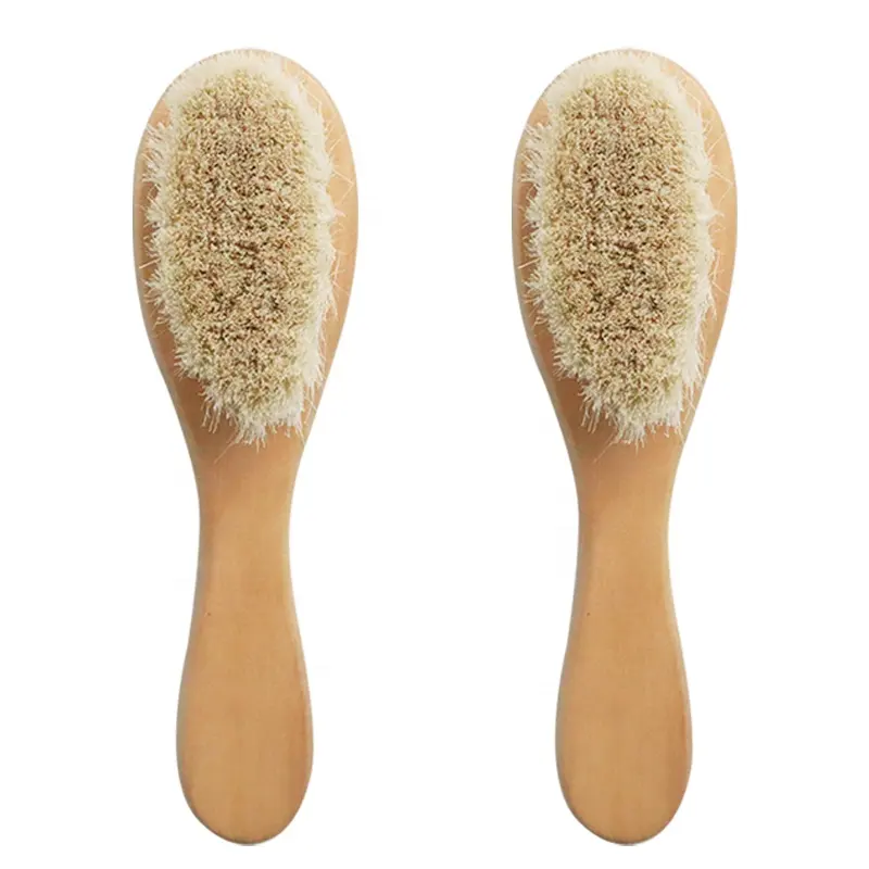 Brosse à cheveux de bébé de chèvre en poils de laine en bois de marque privée de haute qualité