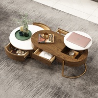 Table basse élévatrice de luxe légère combinaison d'une table à thé ovale escamotable simple et moderne pour petit salon