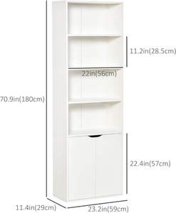 Libreria a 4 livelli, libreria di stoccaggio alta con armadio a doppia porta, scaffali moderni - Product Image 3