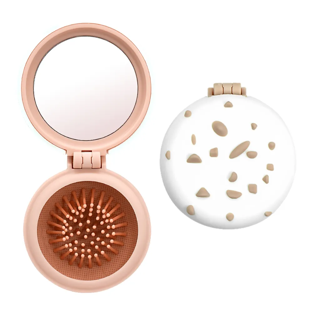 Mini miroir de maquillage de crème glacée compacte avec ensemble de peigne miroir de motif mignon cosmétique pliable pour poche