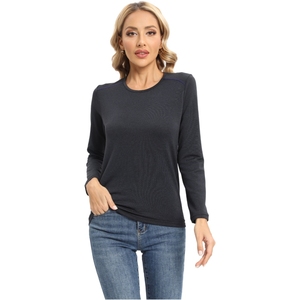 Couche de base à manches longues pour femmes Col rond Spandex/Polyester amélioré au graphène Anti-humidité unidirectionnel Léger Chaud Tout - Product Image 1