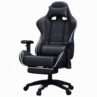 Chaise de jeu ergonomique avec repose-pieds rétractable et dossier inclinable en cuir PU pour joueurs