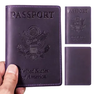 Crazy Horse Real Leather Gift Items Passport Card Holder Wholesale Custom Logo Passport Holder Cover