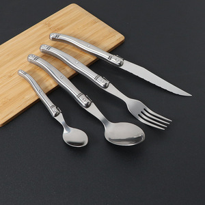 Ensemble de 6 couteaux à steak en acier inoxydable <span class=keywords><strong>Laguiole</strong></span> cuillère à café Fourchettes à dîner Couteaux de cuisine <span class=keywords><strong>Couteau</strong></span> de table dentelé 4.5 pouces - Product Image 6