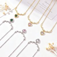 Collier en acier inoxydable plaqué or 18 carats avec zircon en forme de cœur, cadeau romantique étanche de Fanhua Jewelry