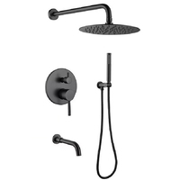 Ensemble de mitigeur de douche encastré gris anthracite WEIHAO avec pommeau de douche pluie de 10 pouces, douchette à main et jet de douche corporel pour salle de bain moderne