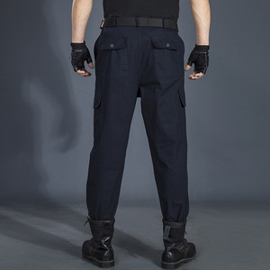 بنطلون كارجو رجالي أزرق داكن متعدد الجيوب للعمل والتدريب فضفاض مستقيم من الرايون متين مقاوم للبلى والخدش - Product Image 3