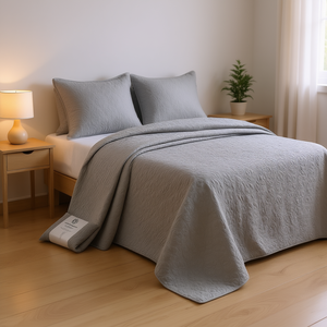 Set copripiumino grigio a 4 pezzi Coil & Co. per letto matrimoniale, reversibile, per tutte le stagioni - Product Image 2