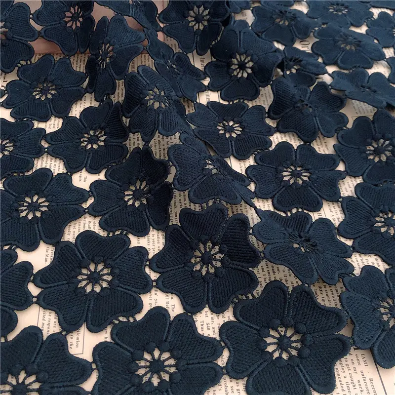 High Quality Black Flower water soluble Dress lace Fabric