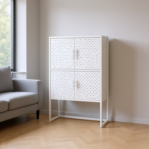 Armarios Altos para Sala de Estar con Reposabrazos Ajustables Medianos, de Acero Blanco - Product Image 2