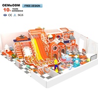 Équipement d'aire de jeux intérieure sur le thème des robots Orange Parc d'aventure du labyrinthe pour enfants avec toboggan intérieur Piscine à balles océanique Distributeur direct