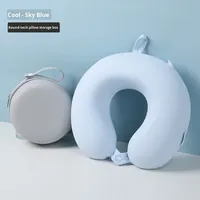 Oreiller de voyage en forme de U personnalisable avec logo, en soie glacée et mousse à mémoire de forme, portable, confortable, à récupération lente, pour l'été et les voyages en avion
