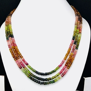 Exquisite Faceted Rondelle Natural <b>Tourmaline</b> 4mm Beads 12 Inch Strand Multi-Color Gemstone Beads for Jewelry - Product Image 2