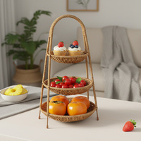Meerlaags kunststof rotan geweven opbergmand snacks gedroogd fruit serveerschalen fruit & groente gereedschap voor keuken restaurant