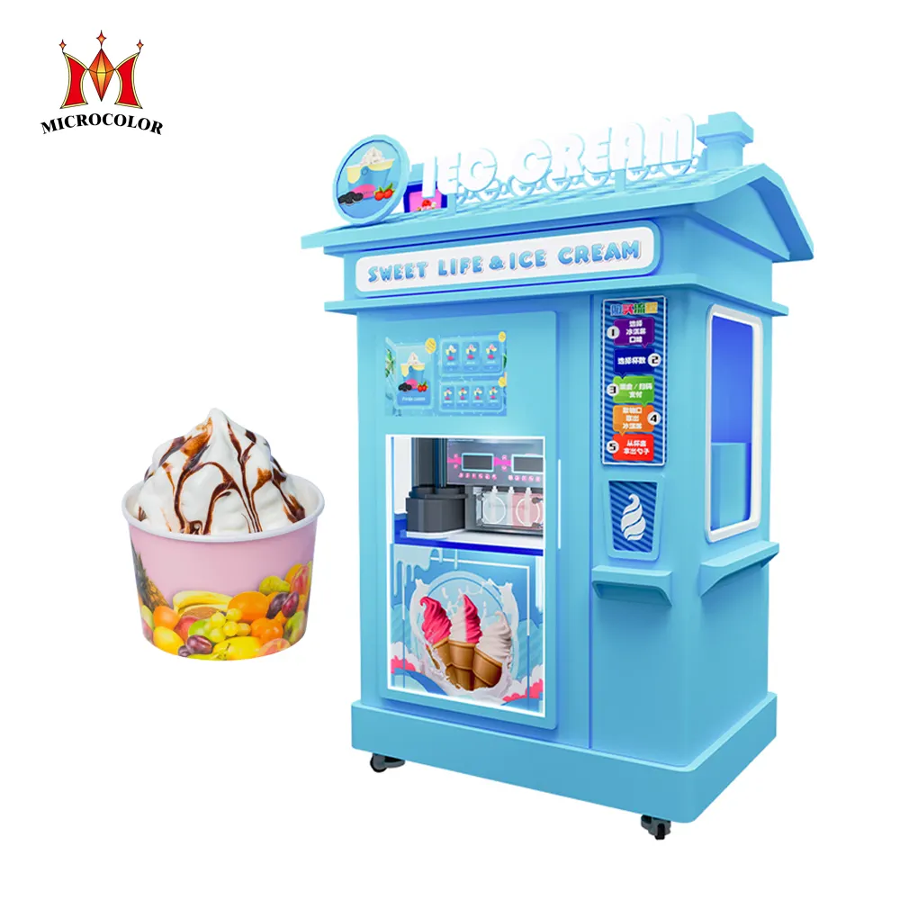 Machine à crème glacée intelligente entièrement automatique en libre-service 24 heures sur 24 Distributeur automatique de crème glacée molle à écran tactile