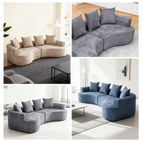 Canapé modulaire en chenille compressé, sectionnel incurvé en demi-lune, assise profonde, sans assemblage requis, personnalisable pour salon domestique