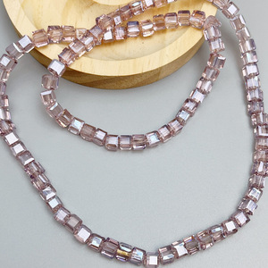 Collar de cuentas de cristal artificial con forma de cubo, geométrico, amarillo iridiscente, accesorio de joyería de moda para manualidades DIY, venta al por mayor - Product Image 4