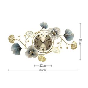 Luxury Ginkgo Leaf Metal Wall <strong>Clock</strong> <strong>Large</strong> Silent Non-ticking Art Wall <strong>Clock</strong> for Living Room &amp; Home Decor - Product Image 6