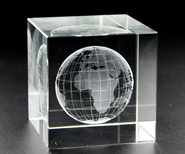 Laser 3D Oktagon Kosong OEM Penjualan Populer Terukir Kotak Foto Persegi Panjang Kubus Kristal K9 Kosong