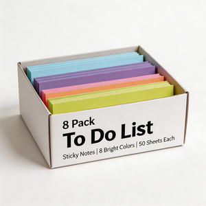 Paquete de 8 Blocs de Notas Adhesivas para Listas de Tareas, 8 Colores Brillantes, 50 Hojas por Bloc, Blocs de Notas Coloridos - Product Image 3