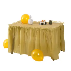 Nappe jetable et jupes de table pour fête de mariage Dessert maison table pour fêtes bébé douches anniversaires et décor d'événement