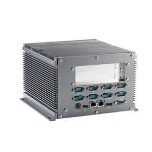 Fansız kompakt D525 /N455 gömülü endüstriyel bilgisayar mini kutu pc 2LAN 10COM 22pci genişleme yuvası ile win xp OS