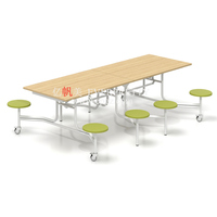 Ventes chaudes Table et chaises de salle à manger de cantine scolaire moderne et stable en fibre de verre, ensemble de 4 places