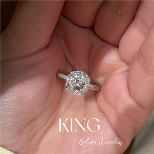 S925 <b>Sterling</b> <b>Silver</b> <b>Ring</b> 3 Carat Diamond Design Wedding Women's Fine Jewelry - Product Image 2