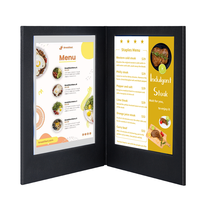 Menu électronique rechargeable en PU pour restaurant, éclairé, porte-menu de restaurant, double page, dossiers de menu LED