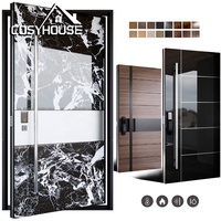 Porte pivotante en aluminium coulé sculptural de luxe, design en relief 3D, porte d'entrée architecturale personnalisée pour villa