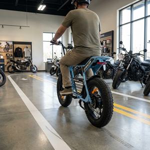 Электрический мотоцикл с толстыми шинами в ретро-стиле для демонстрации в шоуруме, с LED-фарой, напольный круизер для тест-райдов и демонстраций в магазинах - Product Image 3