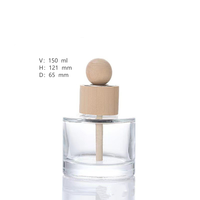 Vente en gros 60ml/100ml/150ml plat fleurs séchées sans feu aromathérapie couvercle en bois bouteilles vides en verre pour voiture et usage domestique