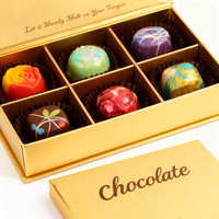 Boîtes d'emballage en carton ondulé doré métallisé pour chocolat, logo personnalisé en relief, boîte rigide à 6 compartiments avec couvercle rabattable, écologique