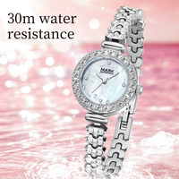 Montre à quartz pour femme Mark Fairwhale, cadran perlé, bracelet en zircon, étanche 3 ATM, fine, 25 mm, montre-bracelet rose Heartbeat FW-3960