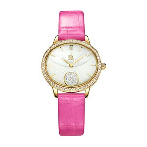 Reloj de Pulsera de Cuarzo para Mujer, Diseño de Moda, Esfera Premium con Incrustaciones de Diamantes, Bisel Resistente al Agua, Correa de Cuero, Fabricado en Guangzhou - Product Image 6