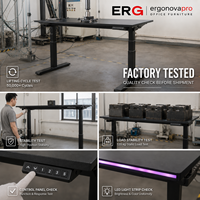Bureau debout électrique avec éclairage RGB, hauteur réglable, bureau de travail avec plateau en fibre de carbone, contrôle par mémoire